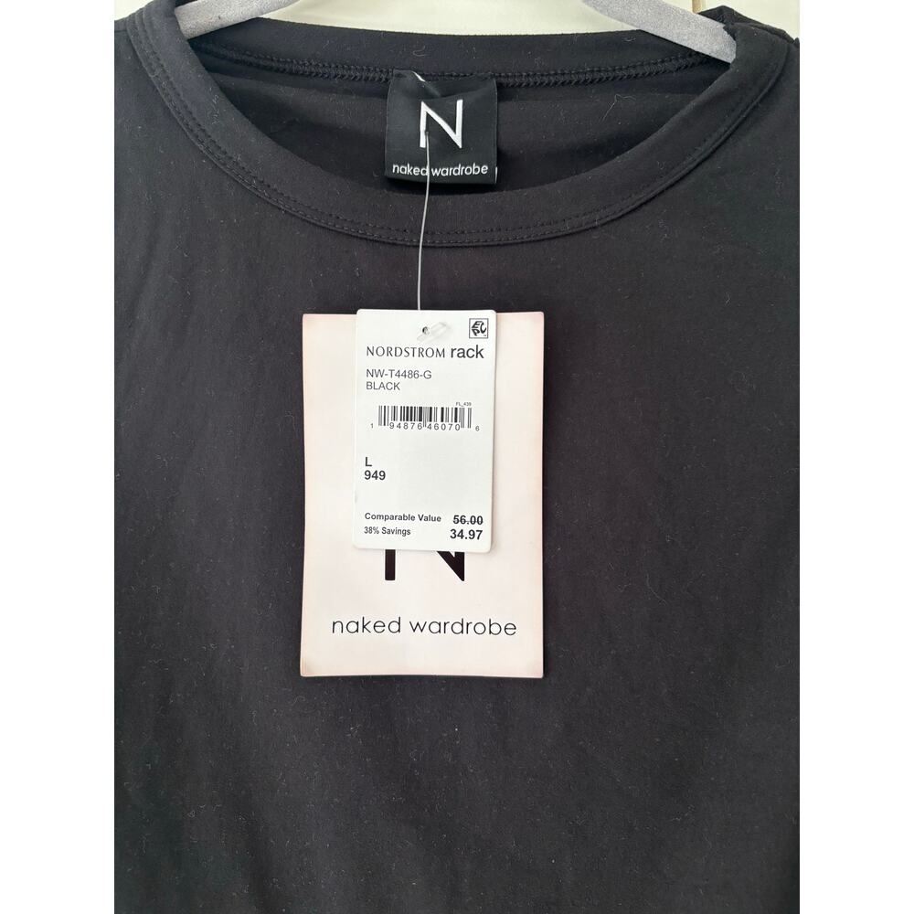NWT Naked Wardrobe Black Sleeveless Crop Tank Top Women’s Large Stretch - Picture 5 of 7